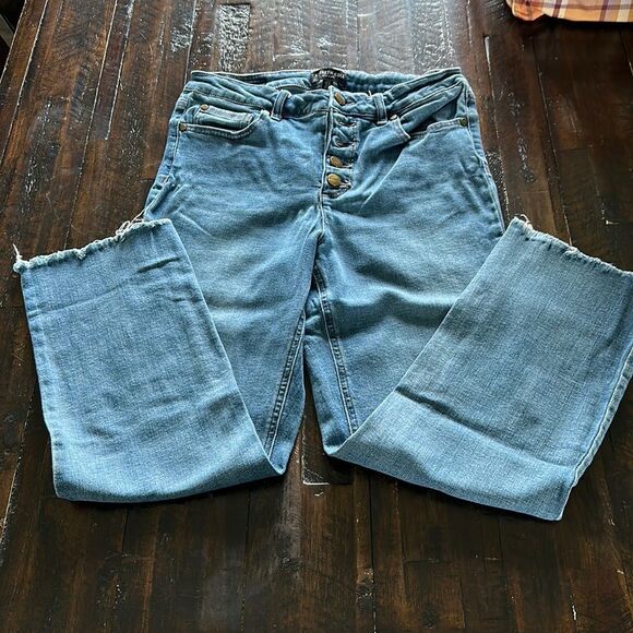 Kenneth Cole Crop Jeans Denim Button Fly Blue (430) - Picture 1 of 3